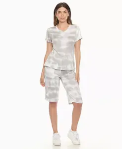 Женский комплект с коротким рукавом и капри для дома White Mark, серый