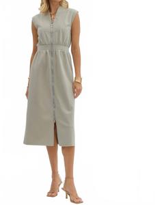 Платье-миди Monica с молнией спереди в цвете шалфей Entro, Sage