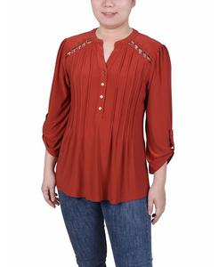 Топ Petite с защипами спереди и цепочкой NY Collection, оранжевый