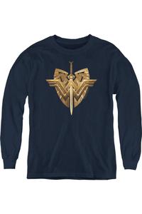 Футболка с длинным рукавом для подростков с эмблемой меча из фильма "Чудо-женщина" Gildan, темно-синий