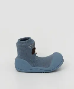 Детские хлопковые пинетки голубого цвета с рисунком щенка Attipas