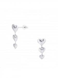 Alexander York Серьги-гвоздики с тремя сердечками из серебра 925 пробы, комплект из двух штук