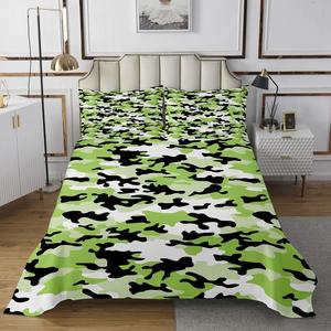 Erosebridal Зеленый камуфляжный комплект постельного белья в армейском ретро стиле с геометрическим принтом для детей и подростков, Green