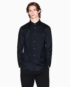 Мужская рубашка из жаккардового хлопка с логотипами, прямого кроя Armani Exchange, черный