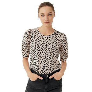 Женская футболка Ellos с рукавами больших размеров, цвет Soft Beige Black Dot