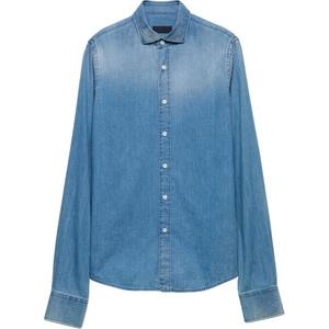 Джинсовая рубашка с треугольным логотипом PRADA, синий