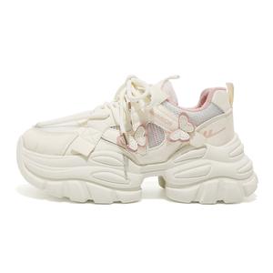 WARRIOR Износостойкие дышащие легкие массивные низкие кроссовки женские светло-бежевый розовый, цвет Light Beige Pink