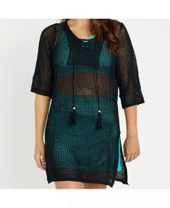 Женское пляжное платье, связанное крючком Calypsa, черный