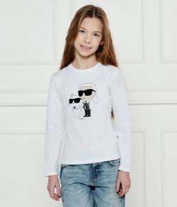 Лонгслив детский Karl Lagerfeld Kids с фирменным принтом, белый