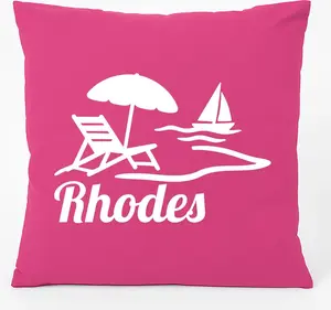 Подушка для дивана Huuraa, Родос, Греция, подарок, 40x40 см, с хлопковым наполнителем цвета фуксии, сувенир из Родоса Hellweg Druckerei