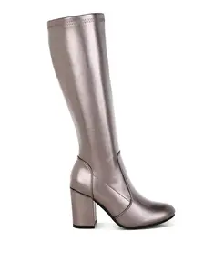 Halara Ботфорты из металлизированной искусственной кожи Rag & Co, серебряный
