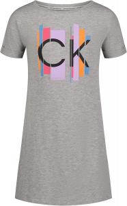 Платье для девочек Calvin Klein, надеваемое вручную, с круглым вырезом и логотипом., Grey Heather Cuffed
