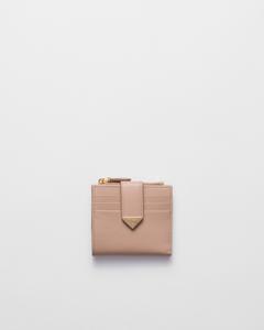 Маленький кошелек из сафьяновой и гладкой кожи Prada, бежевый