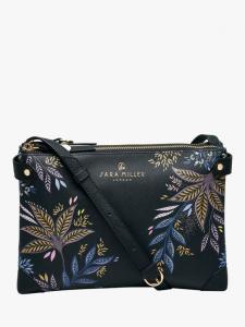 Чёрная ботаническая сумка-кроссбоди на молнии Sara Miller, Black/Multi