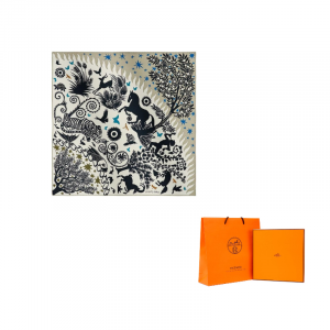 HERMES Шарф Mulberry Silk для женщин, цвет Light Taupe/White/Black