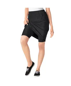 Юбка-шорты больших размеров из эластичного хлопка Woman Within, черный