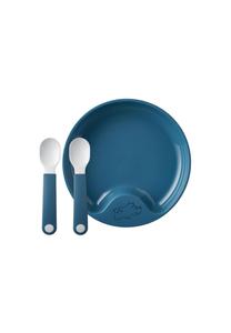 Детская тарелка с ложкой для обучения Mio ø 17,6 см Mio Mepal, тёмно-синяя