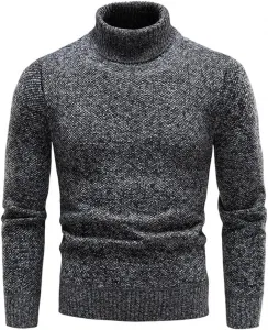 Зимний флисовый свитер с высоким воротником, утепленный пуловер Slim Fit для мужчин