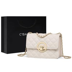 C°BANNER Кожаная сумка через плечо, женская черная Crossbody Bag, Milkshake White-11753