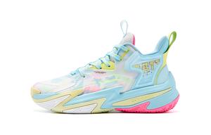 QIAODAN Баскетбольные кроссовки Broken Shadow 5 с амортизацией, износостойкие, низкие, мужские, цвет Waterdrop Blue Aurora Pink
