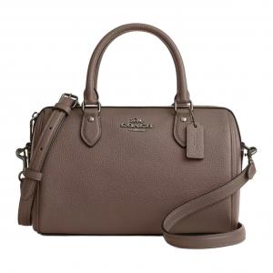 Rowan Litchi Текстурированная кожаная сумка через плечо среднего размера для женщин темно-каменного цвета COACH