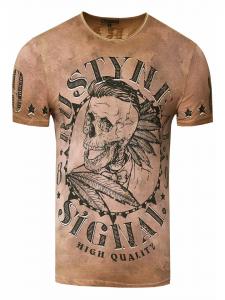 Выцветшая футболка с принтом черепа цвета кэмел Rusty Neal