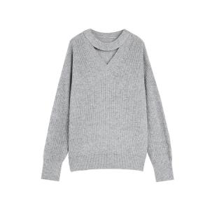 ELLE Свитер Women's Medium Gray V-образный вырез Moderate Others