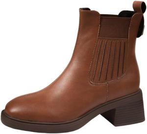 Женские ботильоны, простой однотонный цвет, комфортные, резиновая подошва, подходят для ежедневных покупок, поездок на работу и путешествий. Fusecottc, Brown