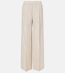 Льняные брюки широкого кроя Brunello Cucinelli, Naturale