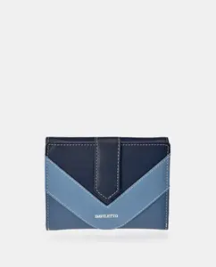 Средний кожаный кошелек Daviletto, светло-голубой