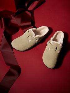 Бостонские овчинные сабо Birkenstock, taupe