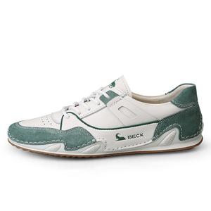 BECK Антискользящие износостойкие мужские низкие кеды бело-зеленые, цвет White Green