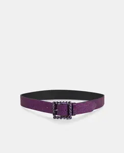 Женский ремень со стразами и квадратной пряжкой Alma en Pena, лиловый