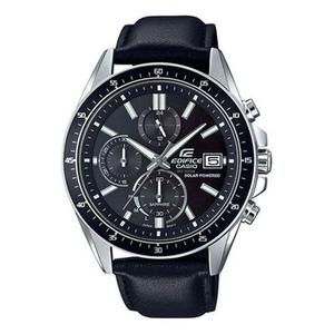 Часы CASIO EDIFICE Waterproof Sapphire Crystal Solar Powered Mens Black Analog, черный