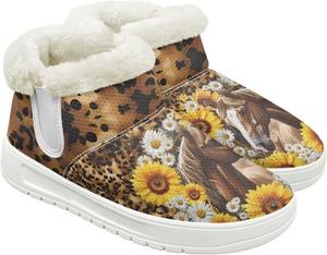 Женские зимние ботинки до щиколотки с искусственным мехом, противоскользящие зимние сапоги Fuojuvelie, Horse