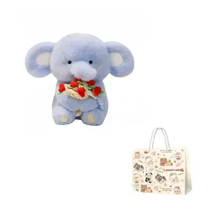 Плюшевая кукла слон с цветком для признания, высота 30 см LOGISTAR, синий