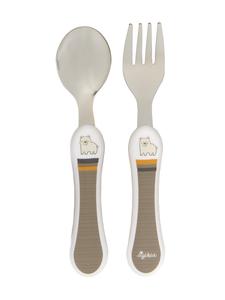 Набор столовых приборов из 2 предметов: ложка и вилка серо-коричневого цвета Sigikid