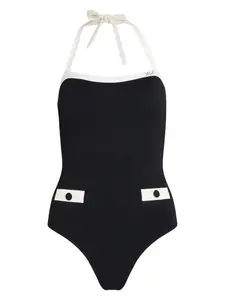 Купальник с контрастной отделкой KARL LAGERFELD, черный