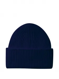 Шапка-бини из кашемира в рубчик Eric Bompard, синий