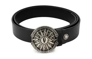 VERSACE JEANS COUTURE Кожаный мужской ремень черный, Black