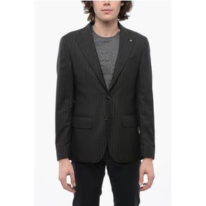 Пиджак CC COLLECTION Pinstriped Side Vents Notch Lapel 3-Button Bla Corneliani, серый