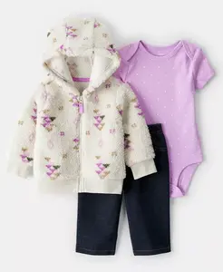 Комплект для девочек из 3 предметов: кардикан с длинным рукавом в стиле ацтеков, боди и штанишки Carter'S, мультиколор