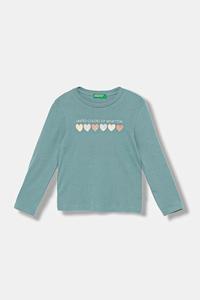Детская хлопковая кофта с длинным рукавом United Colors Of Benetton, бирюзовый