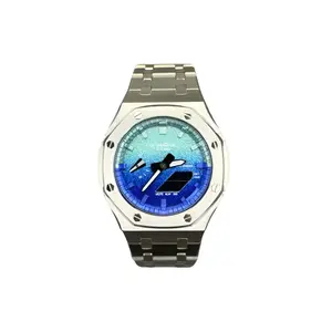 CASIO Ремешок из нержавеющей стали с кварцевым механизмом Retrofit Series, унисекс, синий циферблат