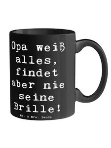 Кружка знаний Дедушки с поговоркой на черном Mr. & Mrs. Panda