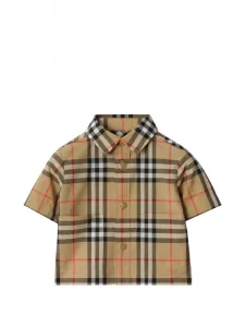 Комплект из двух предметов из хлопка в клетку BURBERRY KIDS, бежевый