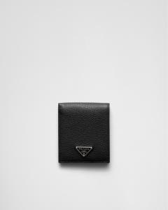 Кожаный кошелек с монетницей Prada, черный