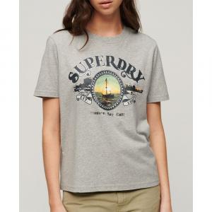 Футболка с коротким рукавом Superdry Travel Souvenir Relaxed, бежевый