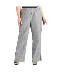 Брюки от костюма-смокинга большого размера в клетку с широкими штанинами для женщин Standards & Practices, Black white plaid