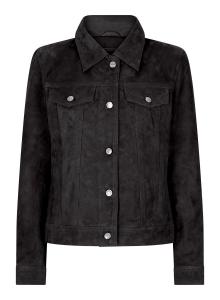 Замшевая винтажная джинсовая куртка кожаная байкерская TruClothing, черный